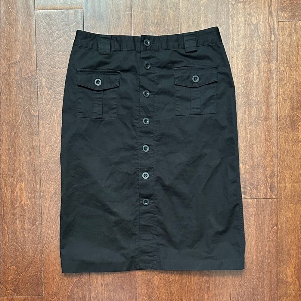 Vintage Y2K GAP Khakis Black Button-Front Pencil Skirt Safari Utilitarian Size 2